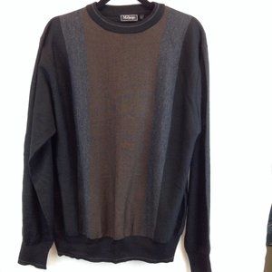 Modango Italy Black/Brown/Grey Striped Merino Wool Blend Sweater